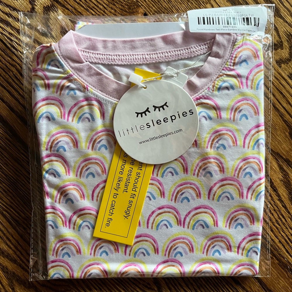 NWT little Sleepies Pastel Rainbows Pajama Set